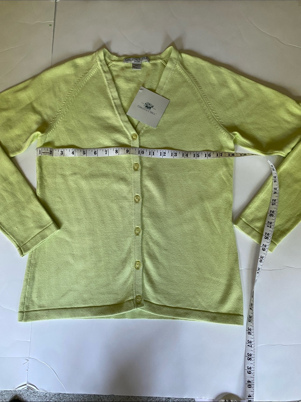 Chestnut Hill Classic V-Neck Button-Front Cardigan - Pale Lime